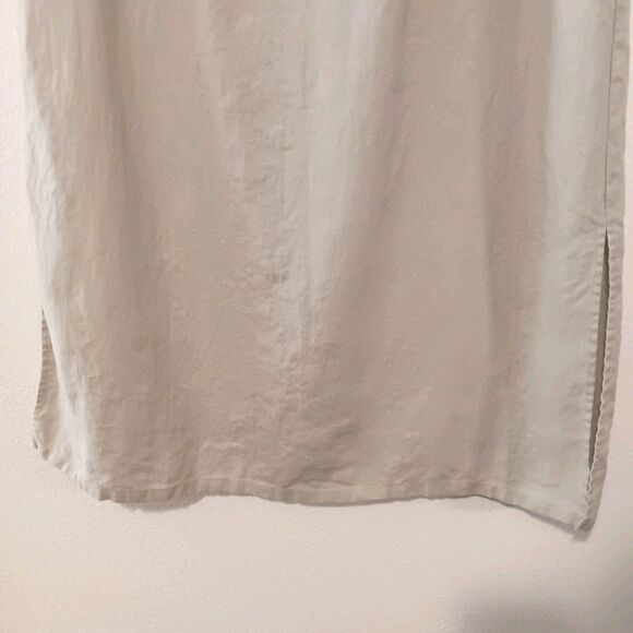 OUTFIT JPR Pure Linen Maxi Skirt M Tan Drawstring Elastic Waist Side Slit - Picture 4 of 11